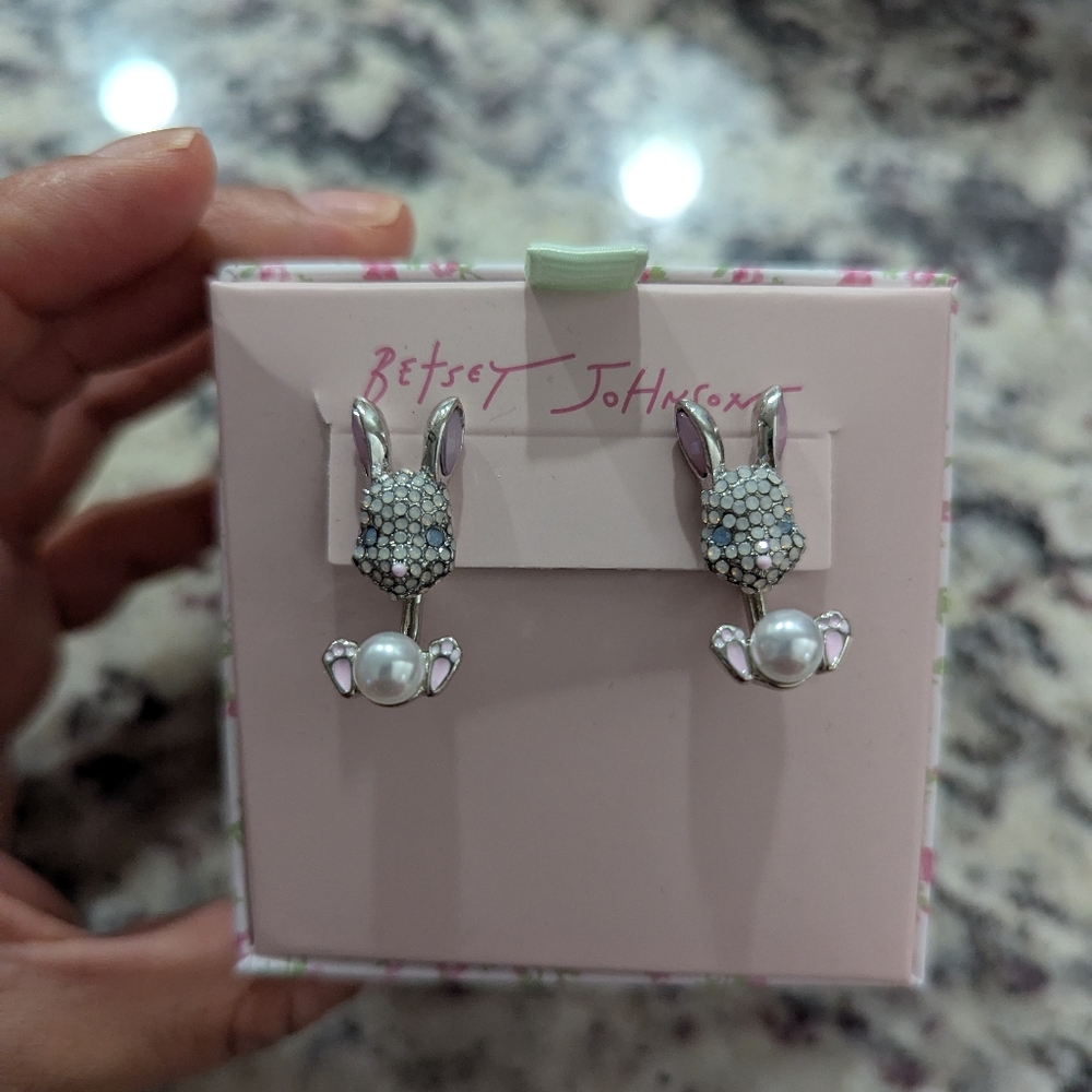 Betsy Johnson Cute Bunny Earrings - Picture 2 of 5